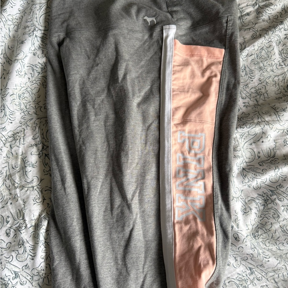 Victoria Secret PINK Gray and Pink Pocket Leggings